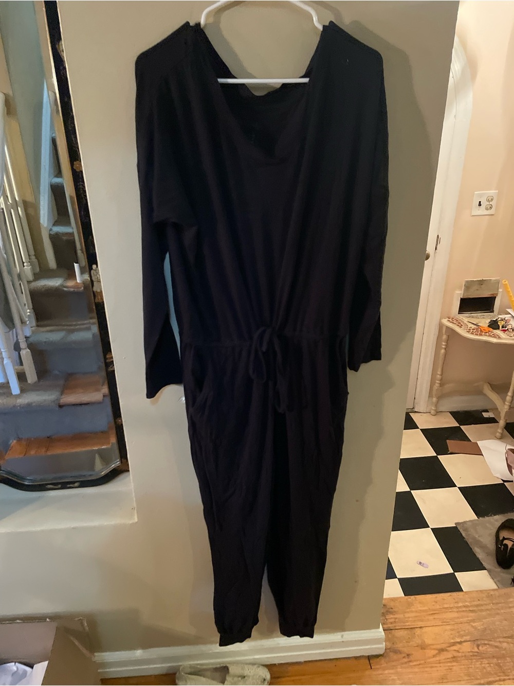 Anybody Black Long-Sleeve Jumpsuit with Drawstring Waist